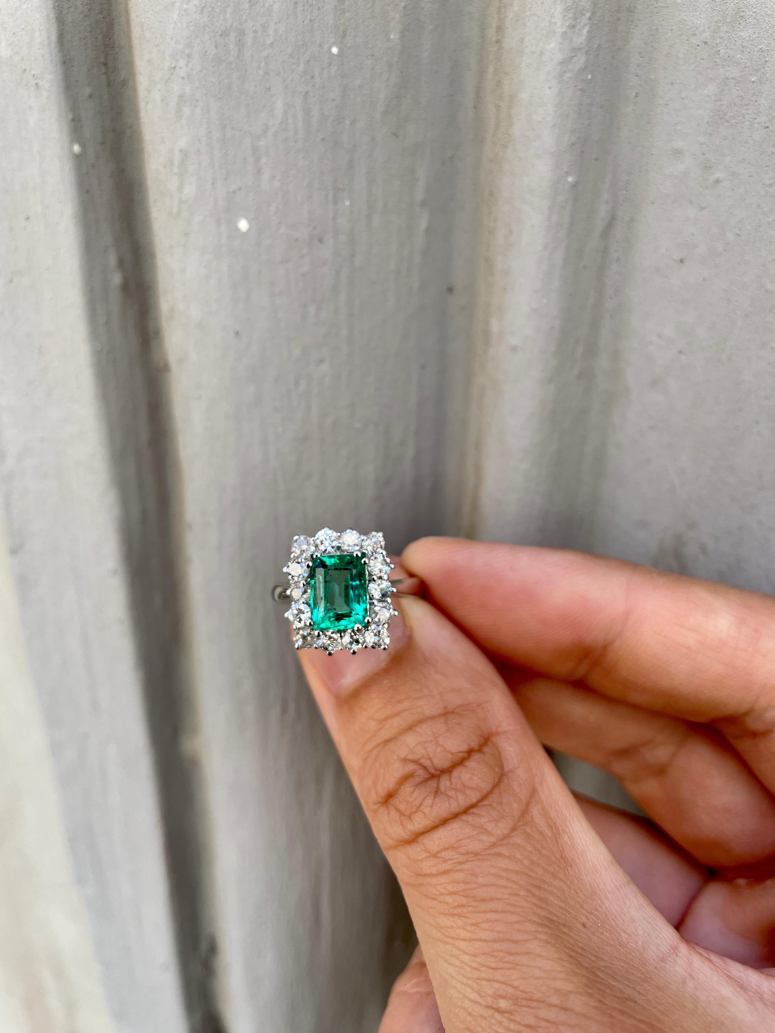 Estate Colombian Emerald Diamond Ring 9