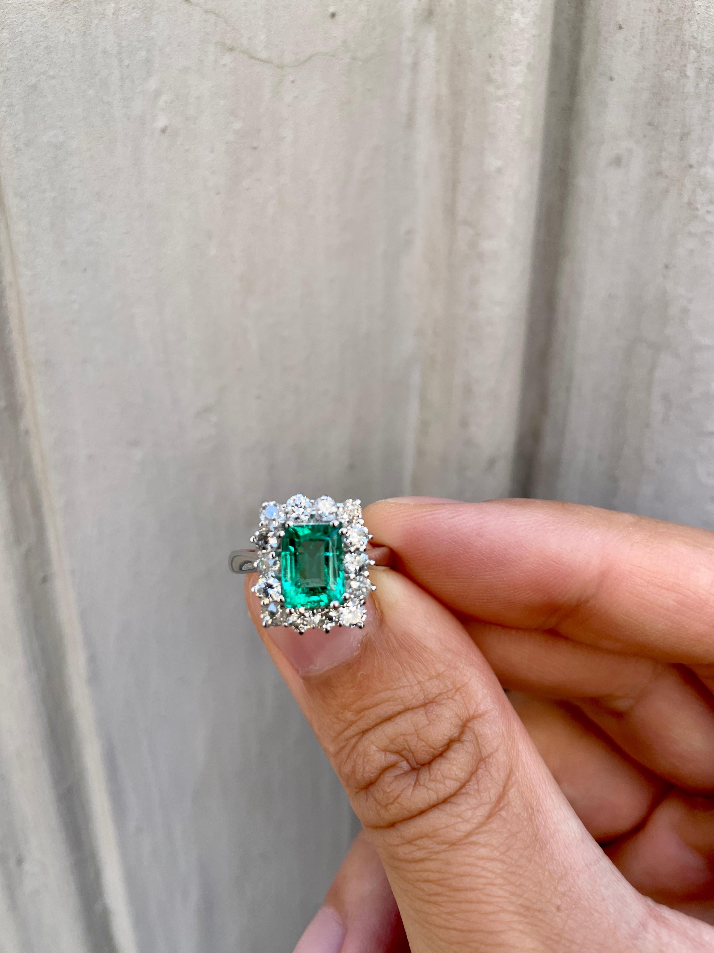 Estate Colombian Emerald Diamond Ring 10