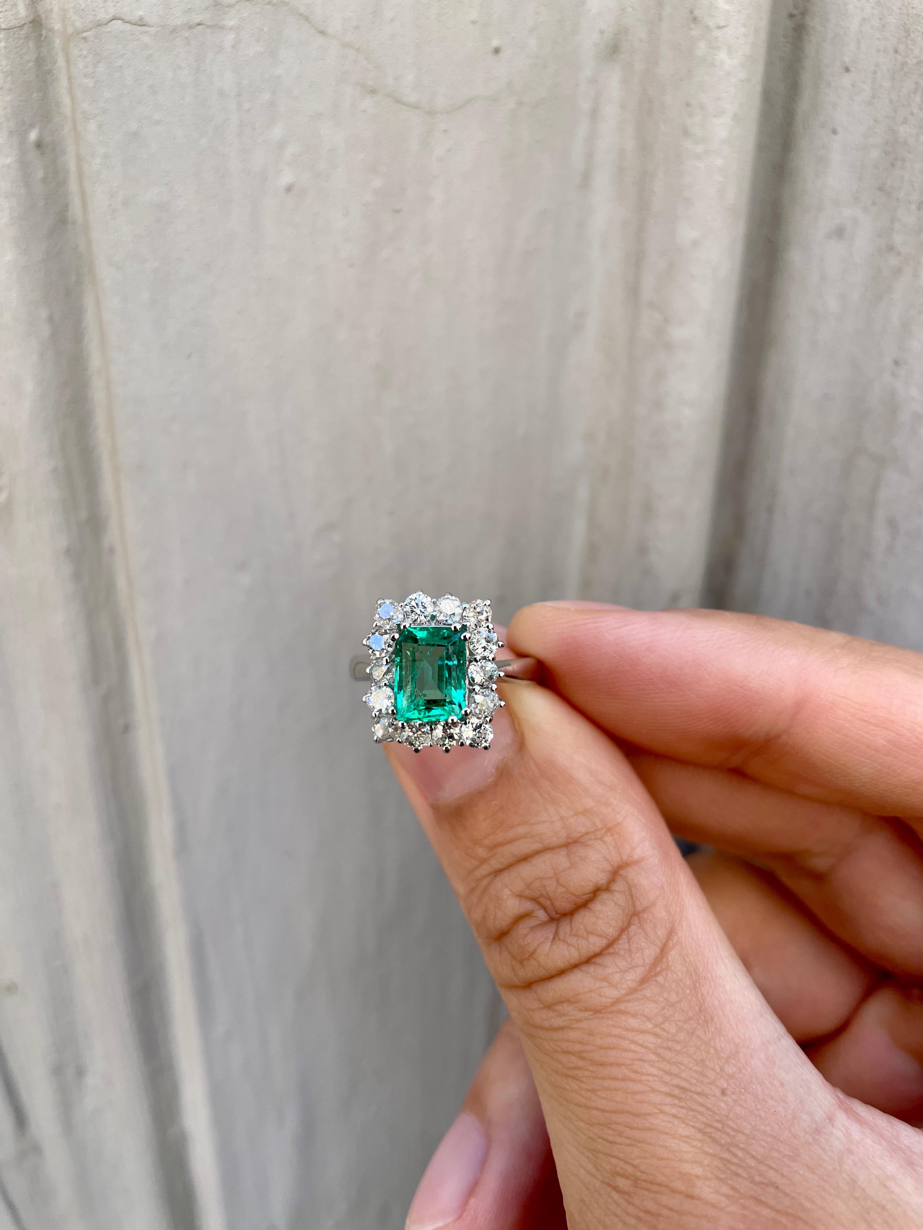 Estate Colombian Emerald Diamond Ring 11