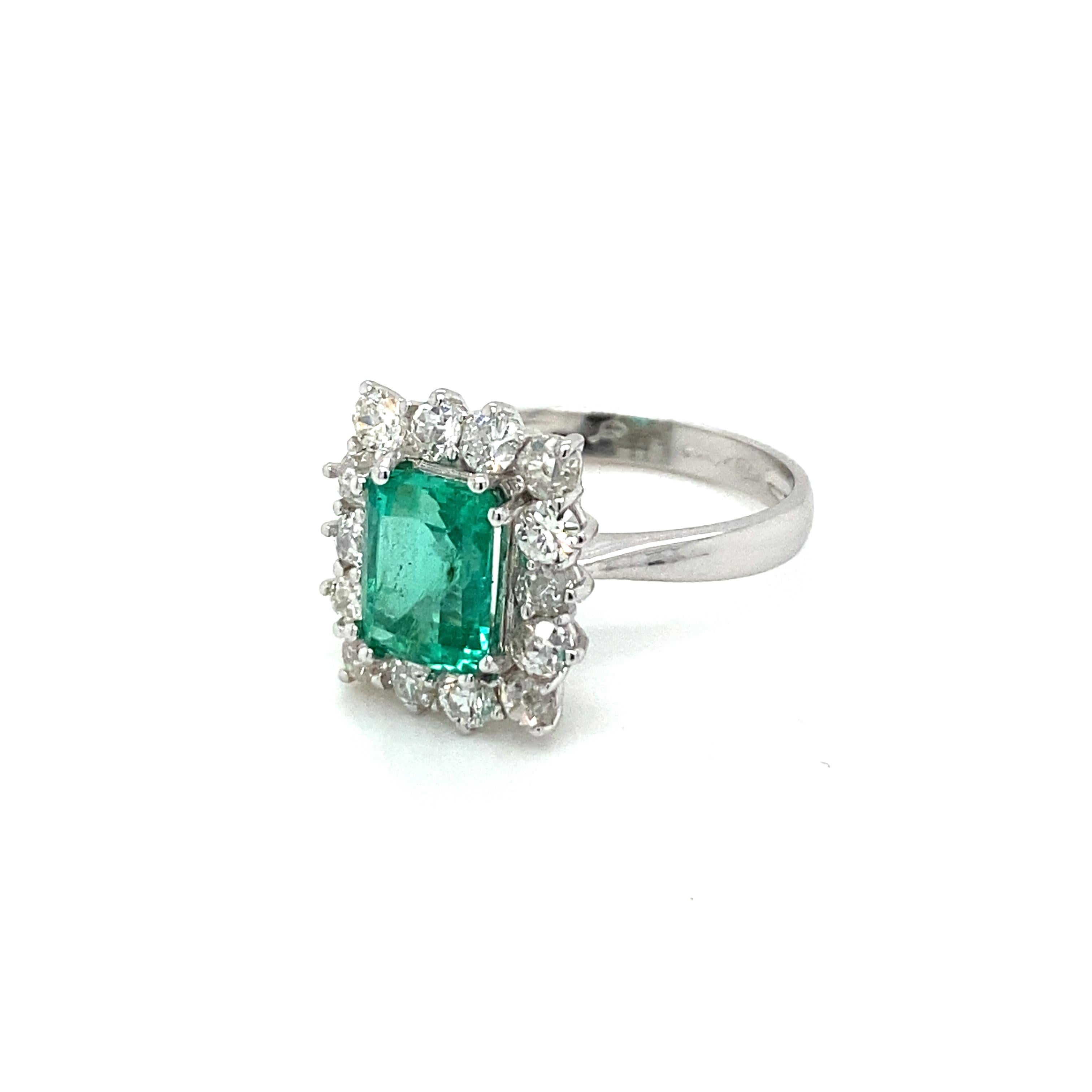 Emerald Cut Estate Colombian Emerald Diamond Ring