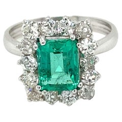 Estate Colombian Emerald Diamond Ring
