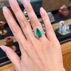 Estate Columbian Emerald and Old Cut Diamond Ring Platinum/18k Yellow Gold