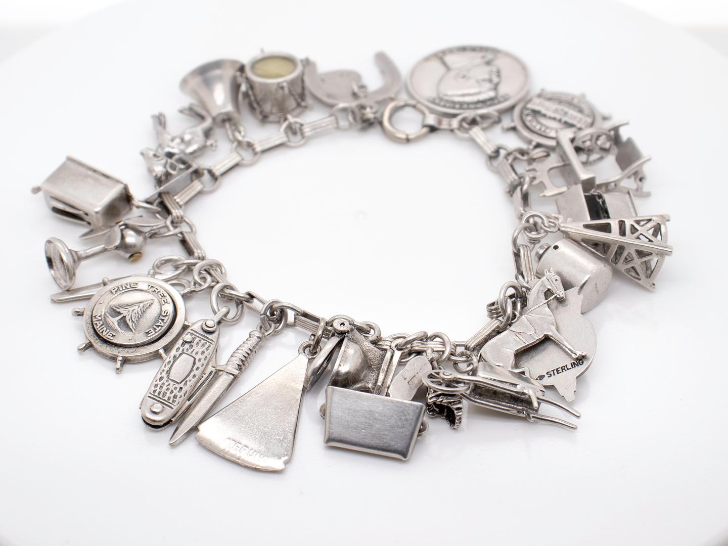 sterling silver charm bracelet vintage