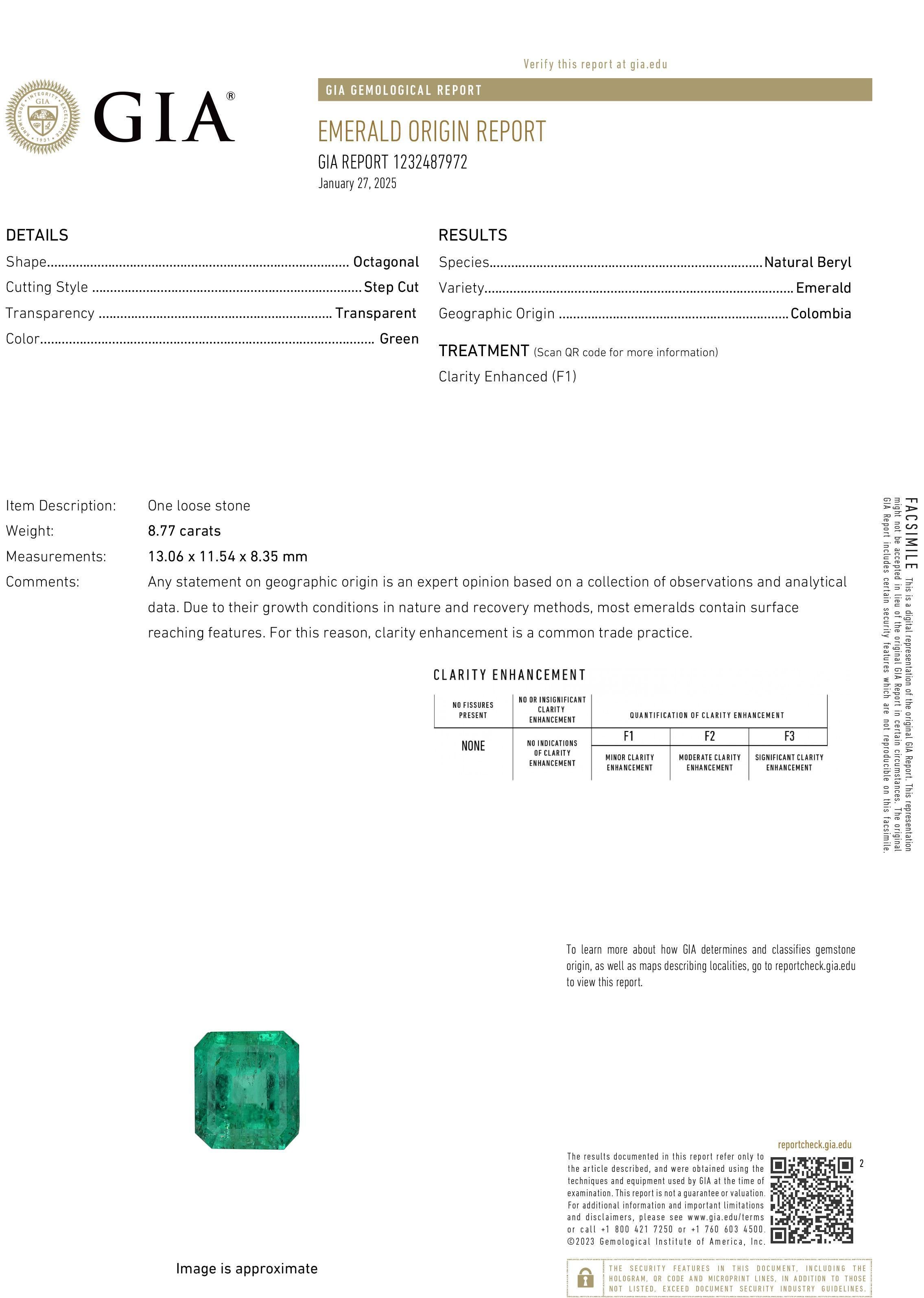 Estate Contemporary 14K White Gold Colombian Emerald Diamond Cocktail Ring - GIA For Sale 6