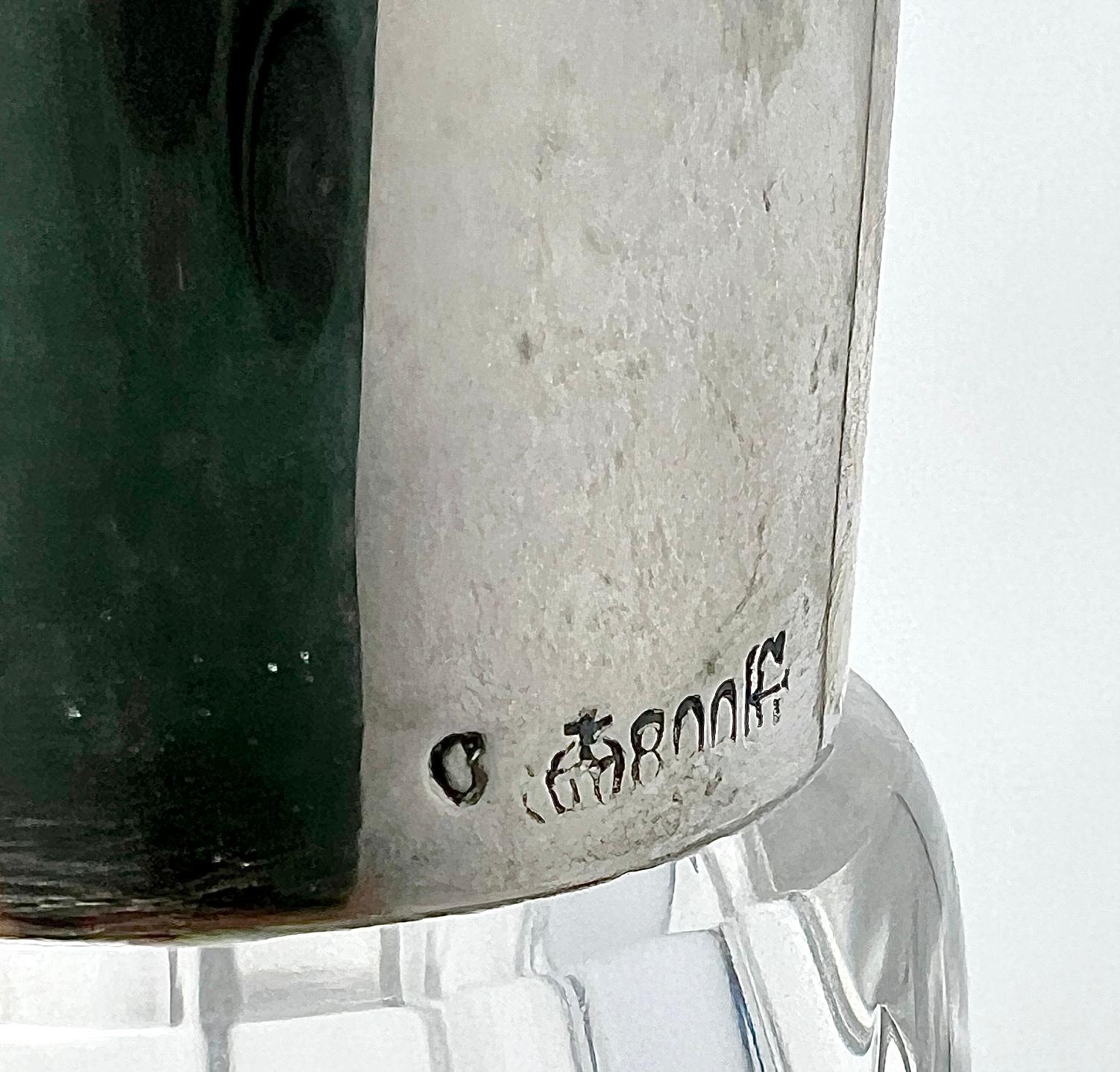 Nachlass kontinentaler Wein-Dekanter aus geschliffenem Kristall in Sterlingsilber, um 1950. (20. Jahrhundert) im Angebot