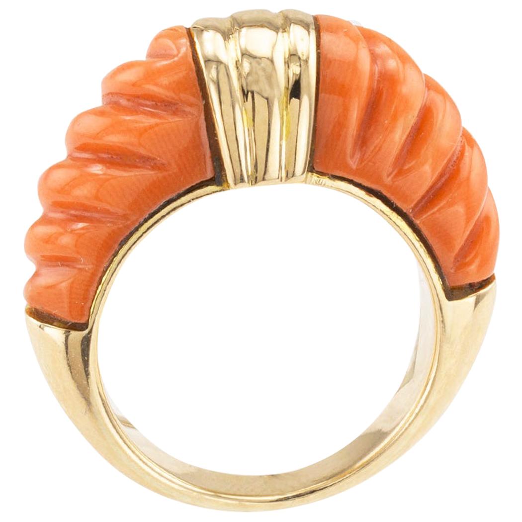 Estate Coral Gold Ring Band