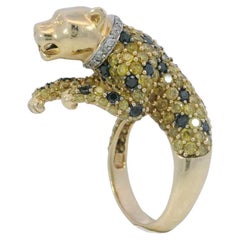 Estate Cougar Leopard Ring ~3ctw Diamond Vintage Estate 14K Yellow Gold