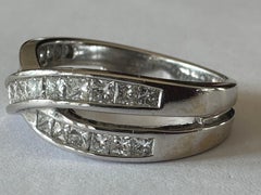 Estate Criss-Cross Double Band Diamond Ring