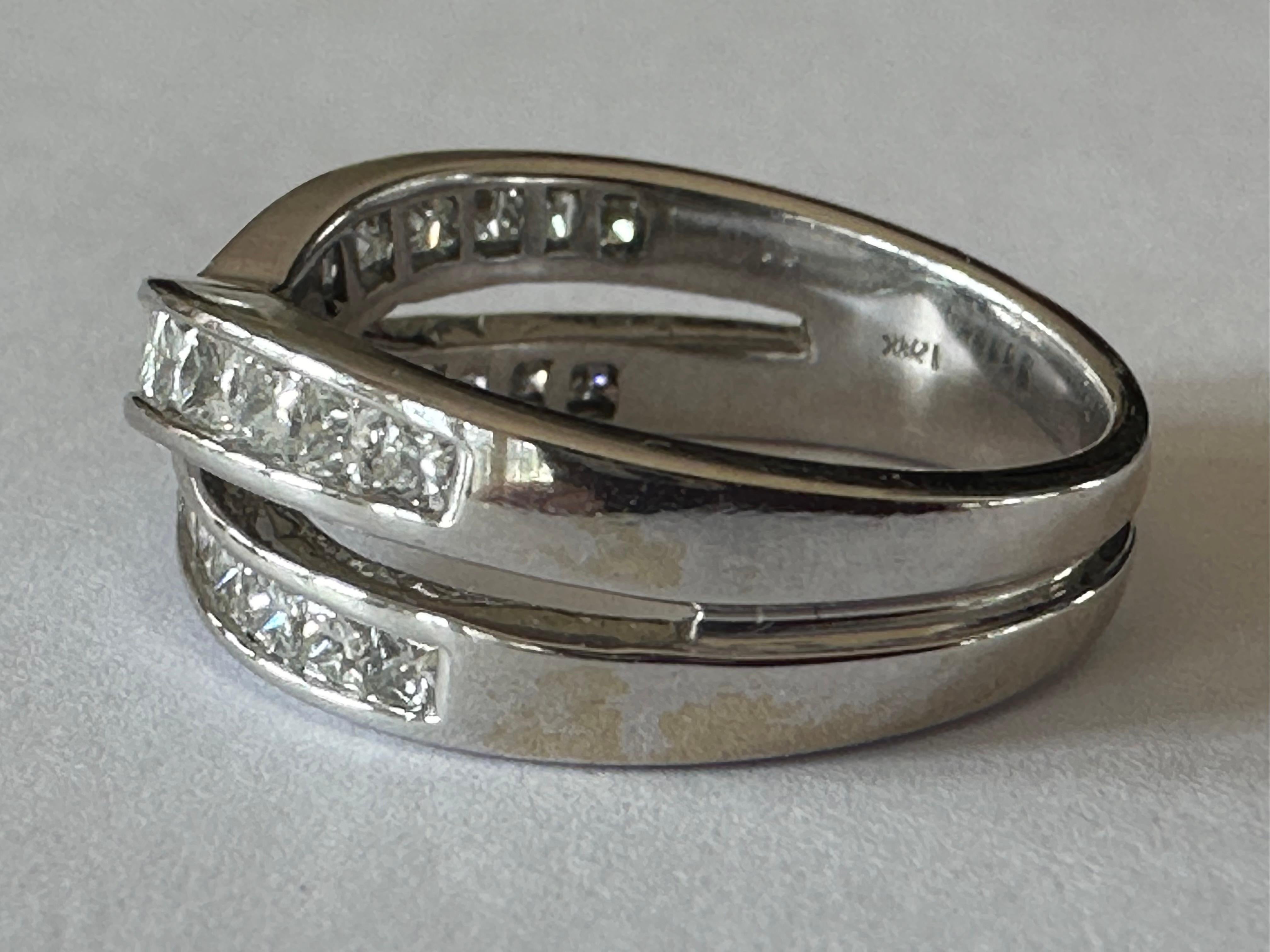 Retro Estate Criss-Cross Double Band Diamond Ring  For Sale