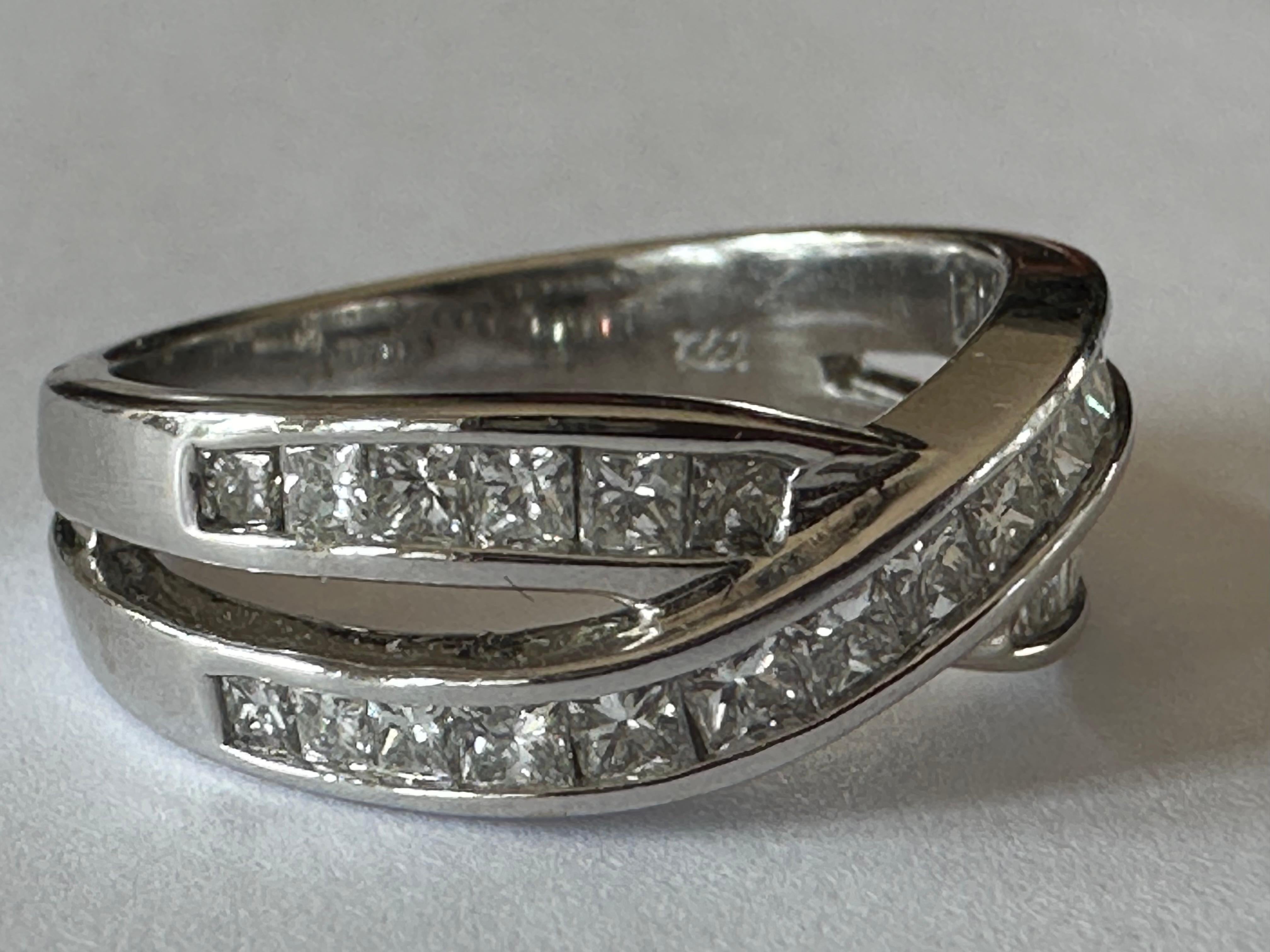 Estate Criss-Cross Double Band Diamond Ring  In Good Condition For Sale In Denver, CO