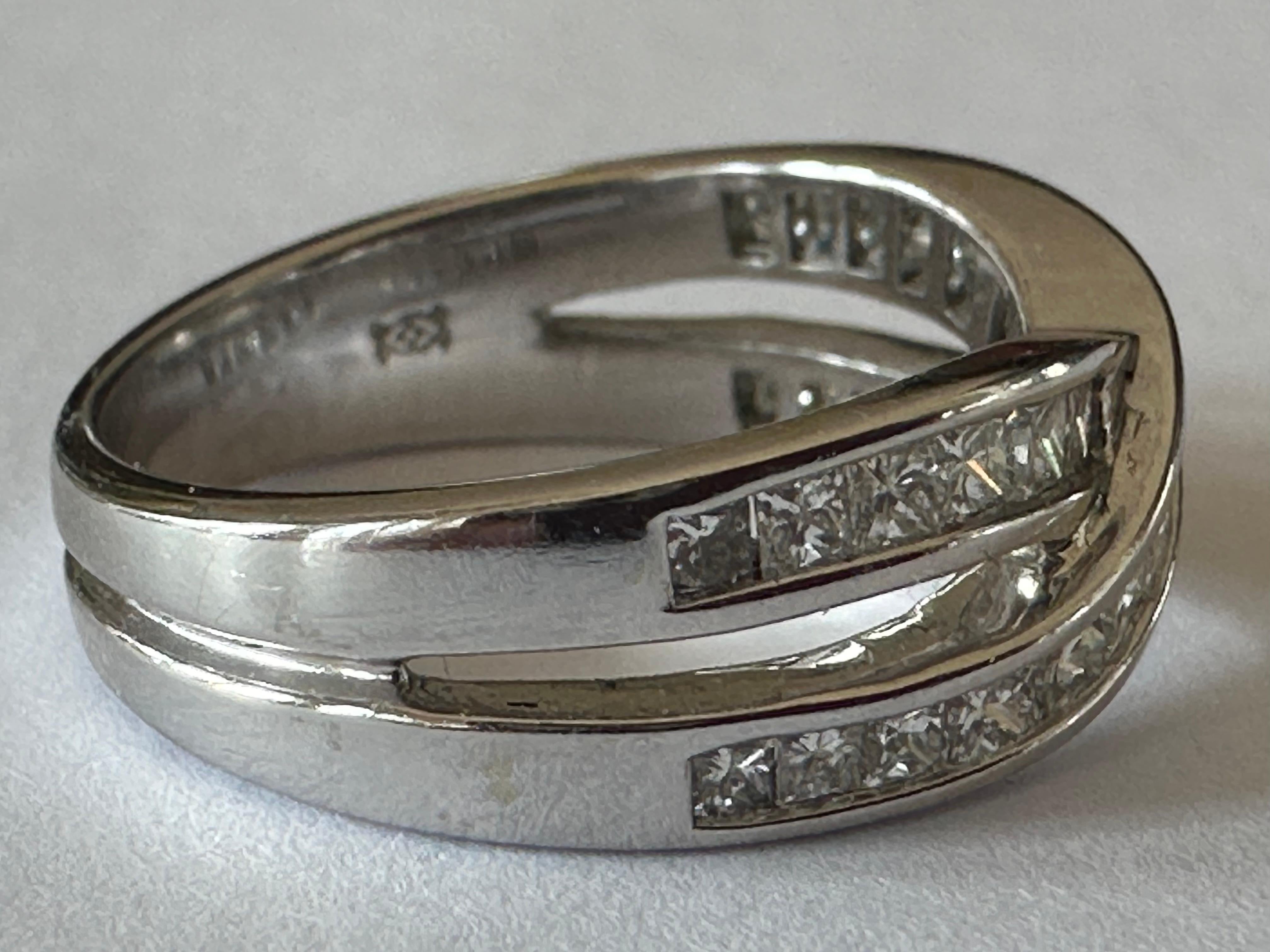 Women's Estate Criss-Cross Double Band Diamond Ring  For Sale