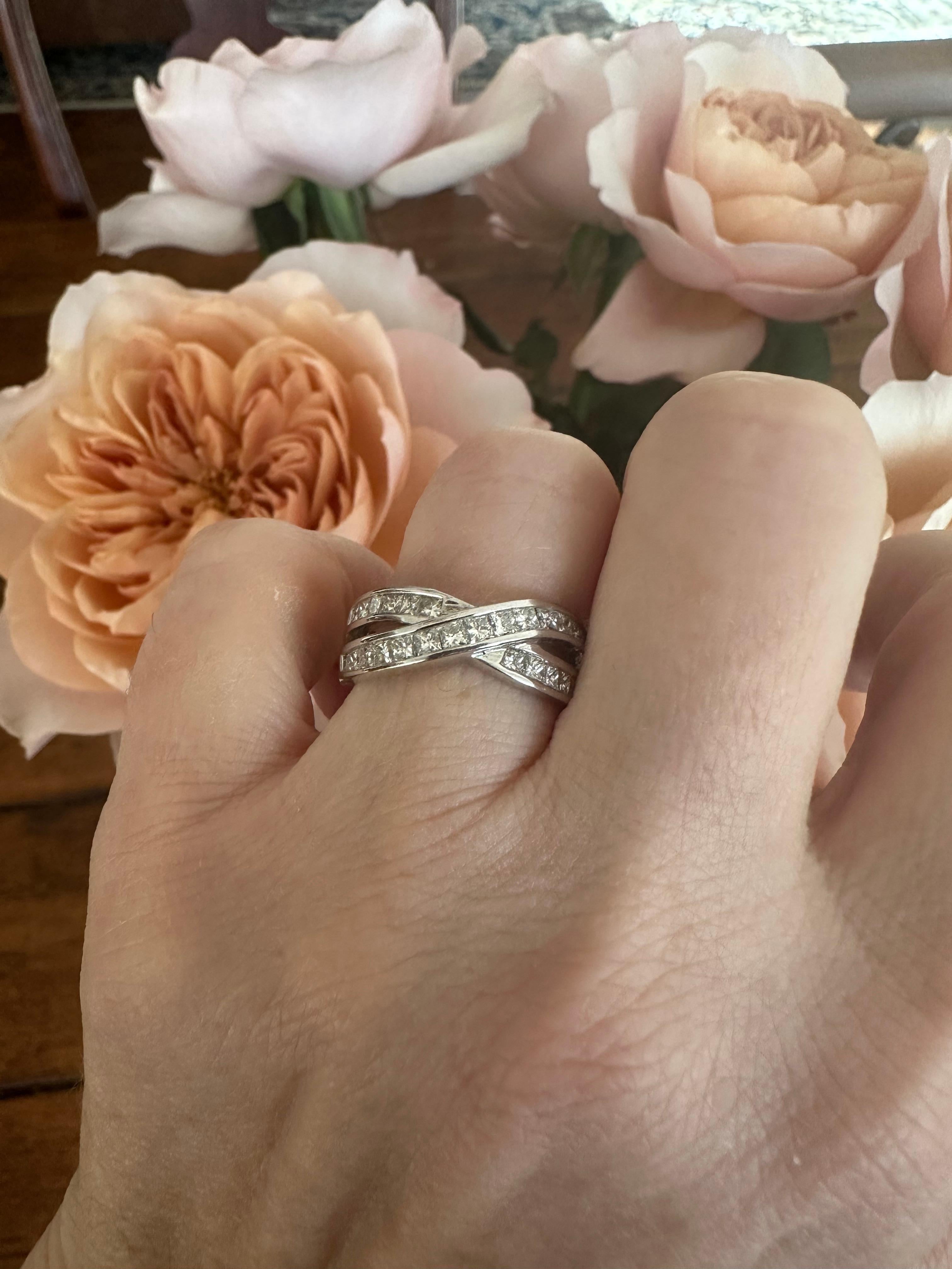 Estate Criss-Cross Double Band Diamond Ring For Sale 3