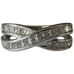 Estate Criss-Cross Double Band Diamond Ring