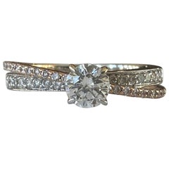 Estate Criss-Cross Two-Tone Double Band Diamond Ring