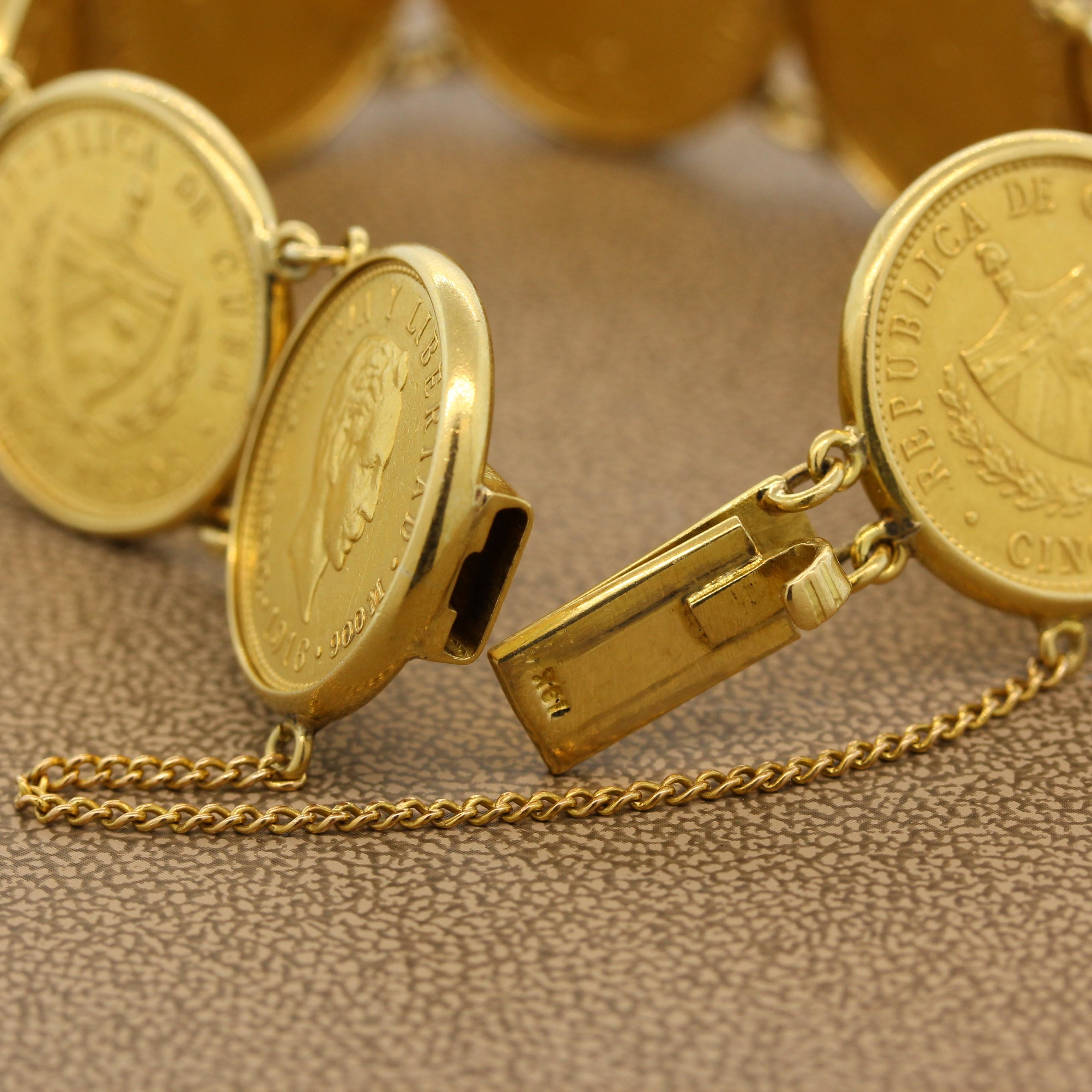 Women's Estate Cuban Peso Gold Coin Bracelet