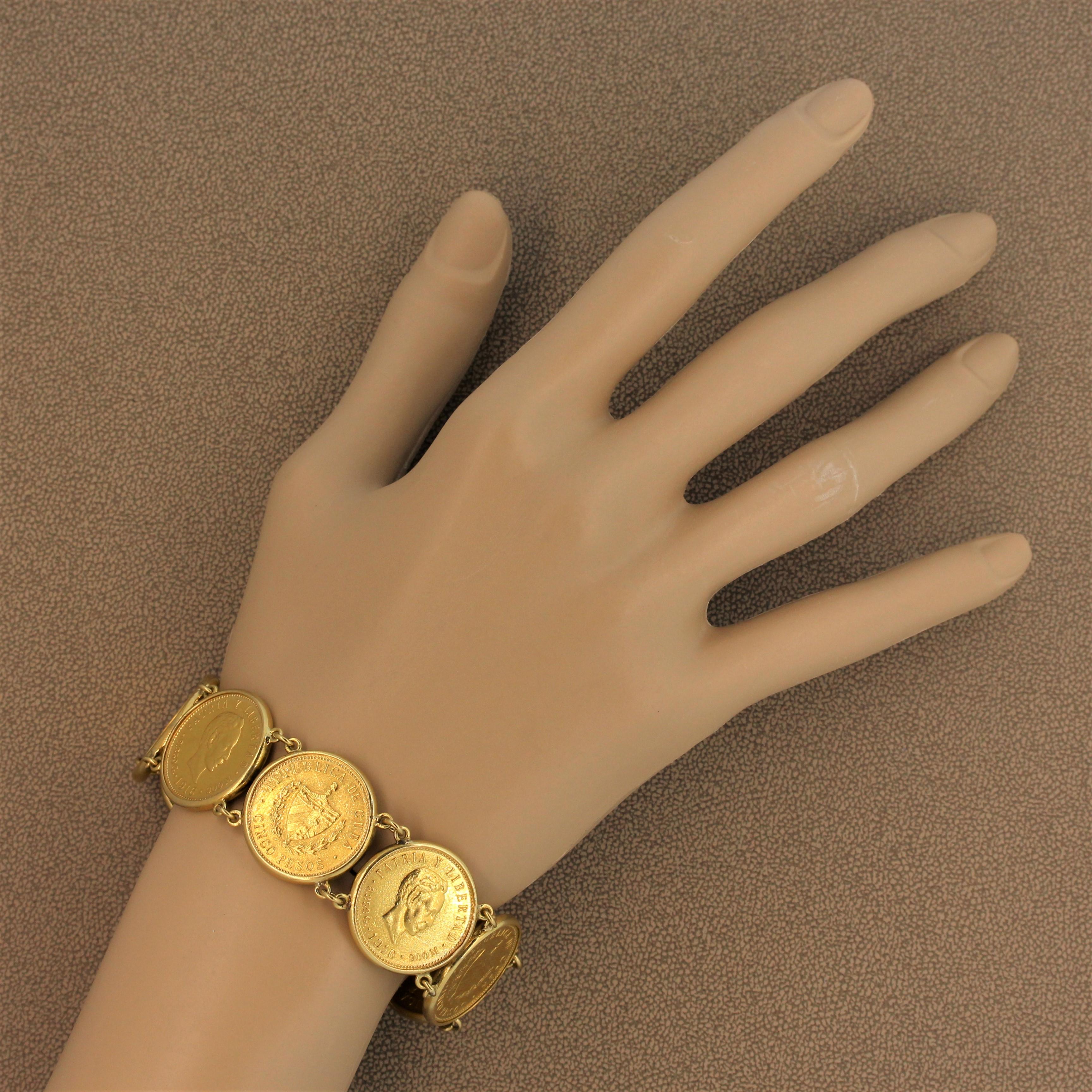 Estate Cuban Peso Gold Coin Bracelet 2