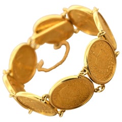 Estate Cuban Peso Gold Coin Bracelet