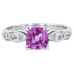 Nachlass Cushion Cut Rosa Saphir Milgrain Diamantring 