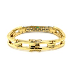 Estate Damiani Emerald and Diamond Bracelet in 18k Yellow Gold