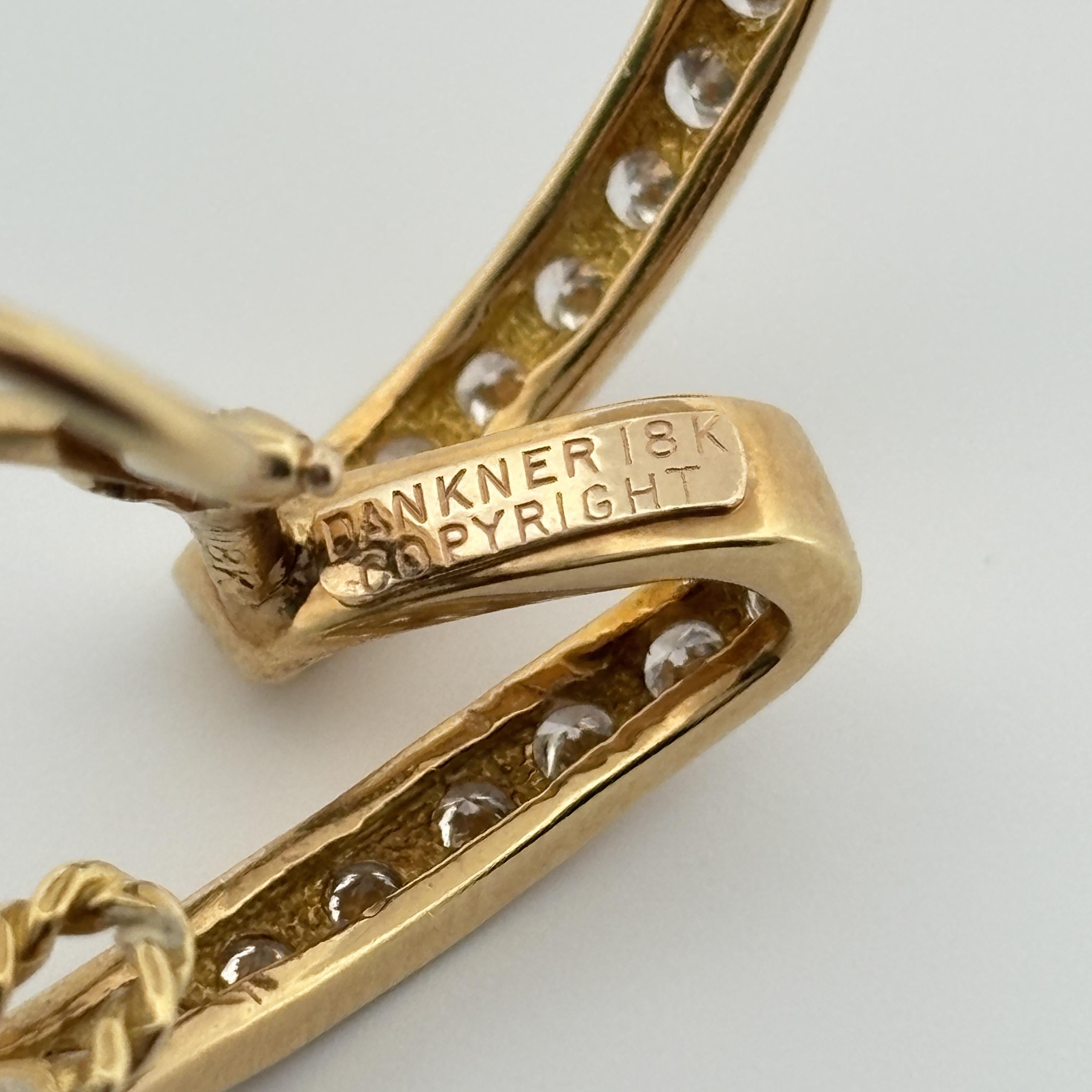 Orecchini con diamanti a spillo Estate Dankner Ribbon in oro giallo 18 carati in vendita 2