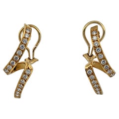 Estate Dankner Ribbon Stiletto Diamond Earrings in 18k Yellow Gold