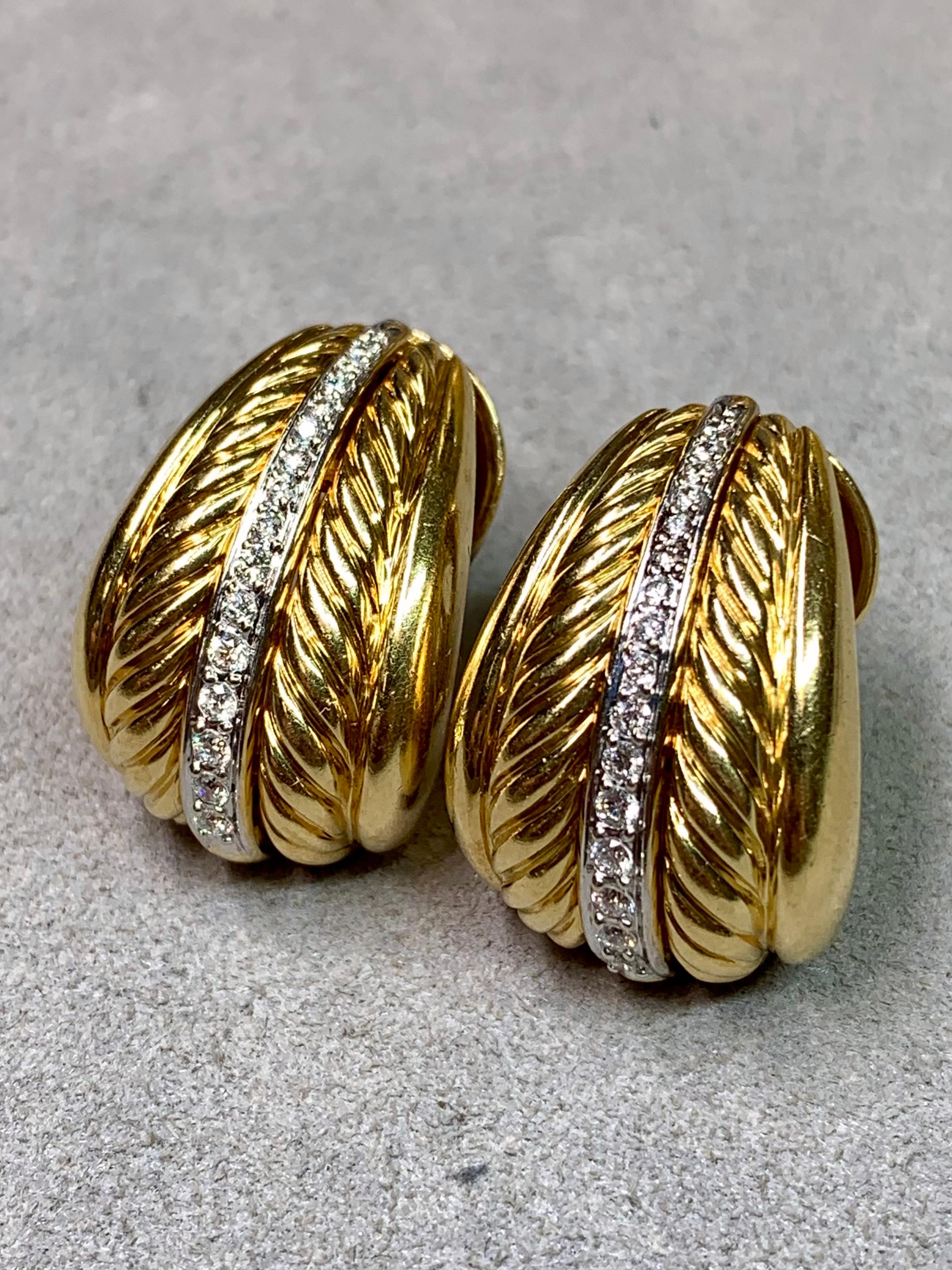 da uomo o donna David Yurman Cable Collection, orecchini con diamanti 18 carati a forma di gamberetto in vendita