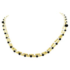 Nachlass David Yurman Onyx und weiße Perle Doppelperlen-Halskette 18K Gelbgold