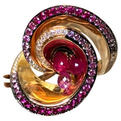 Estate DE GRISOGONO CHIOCCIOLINA Rose Gold Pink Sapphire Tourmaline Ring Sz 7.25