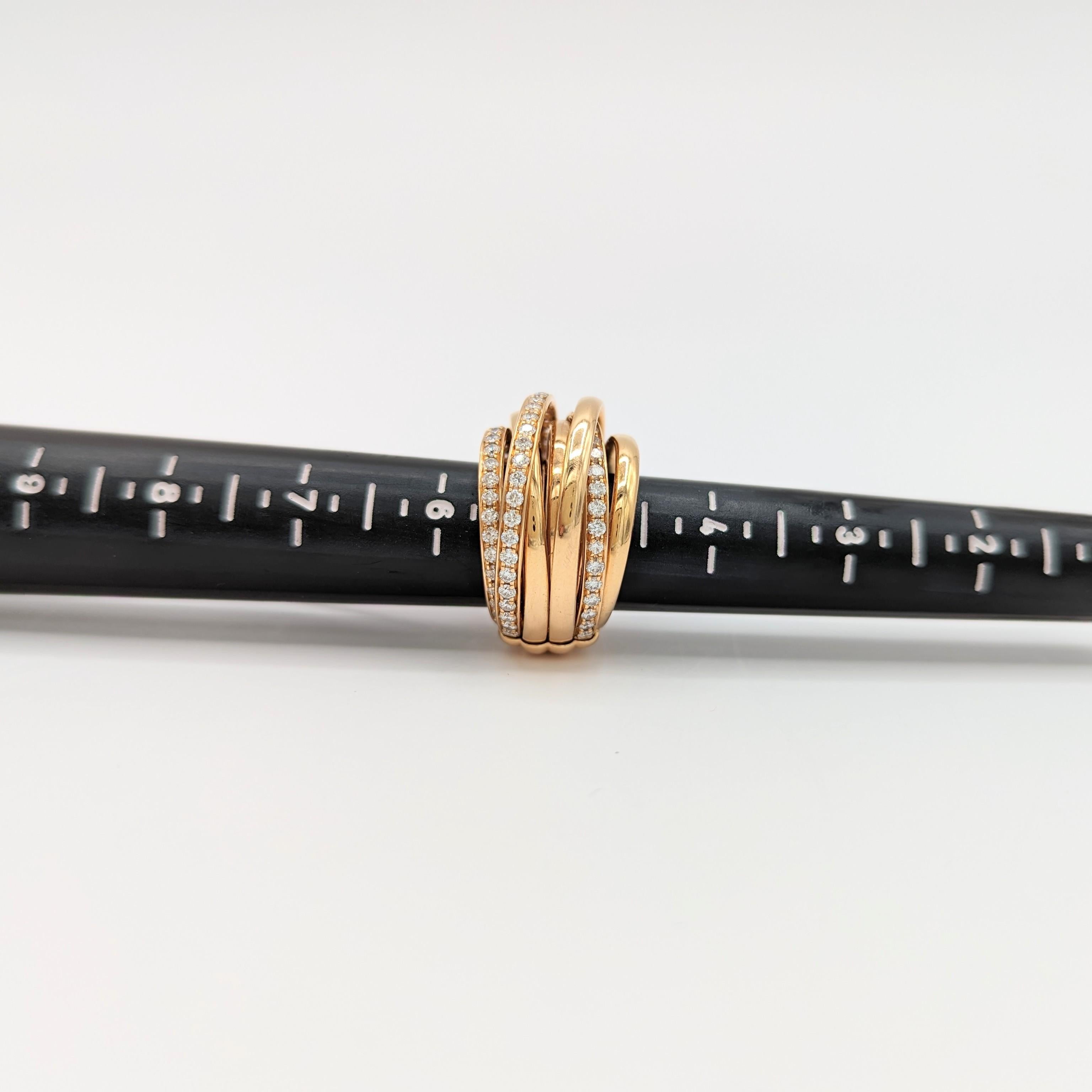 Nachlass De Grisogono Weißer Diamantring aus 18 Karat Roségold mit Diamanten 5