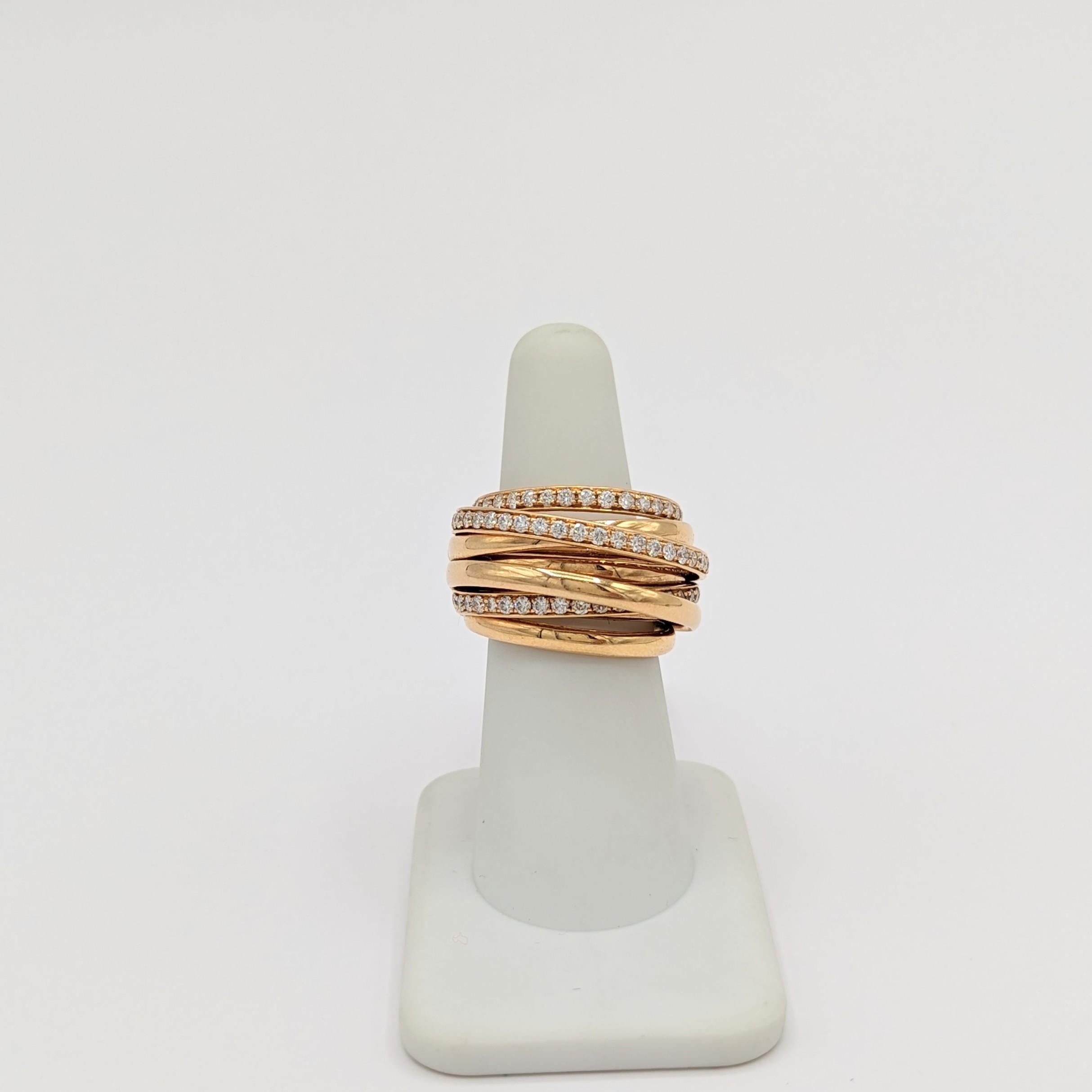 Nachlass De Grisogono Weißer Diamantring aus 18 Karat Roségold mit Diamanten im Zustand „Neu“ in Los Angeles, CA