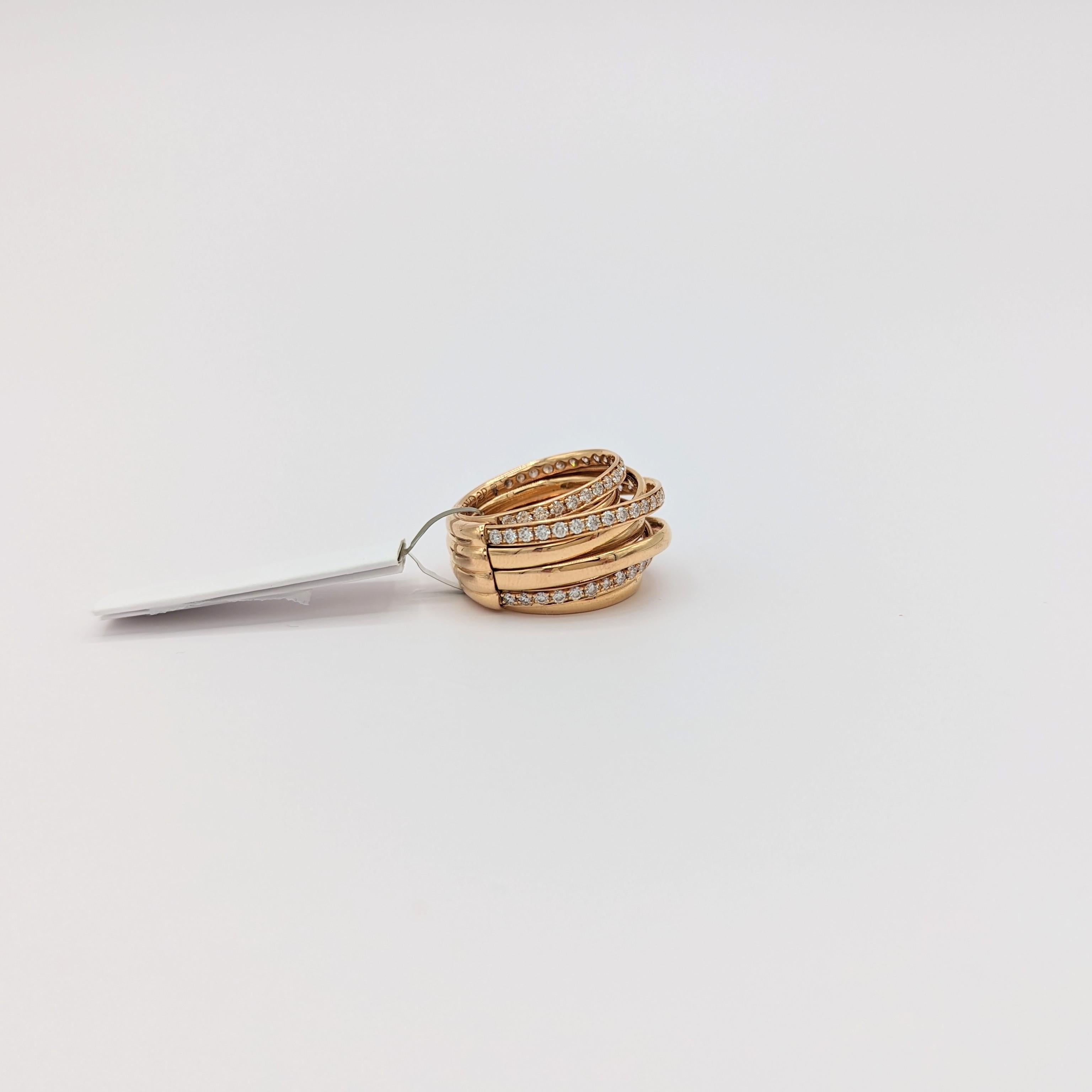 Nachlass De Grisogono Weißer Diamantring aus 18 Karat Roségold mit Diamanten 1
