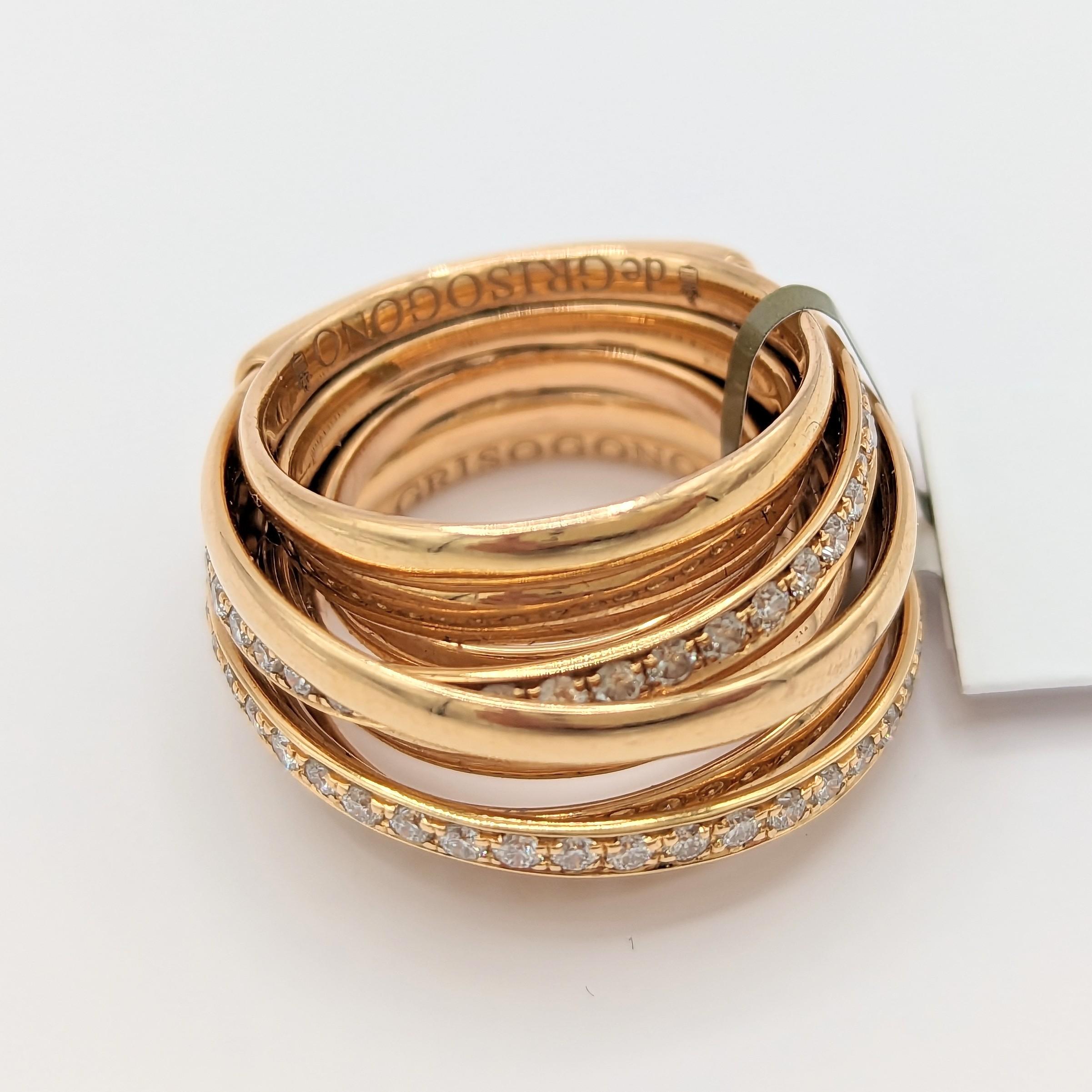 Nachlass De Grisogono Weißer Diamantring aus 18 Karat Roségold mit Diamanten 4