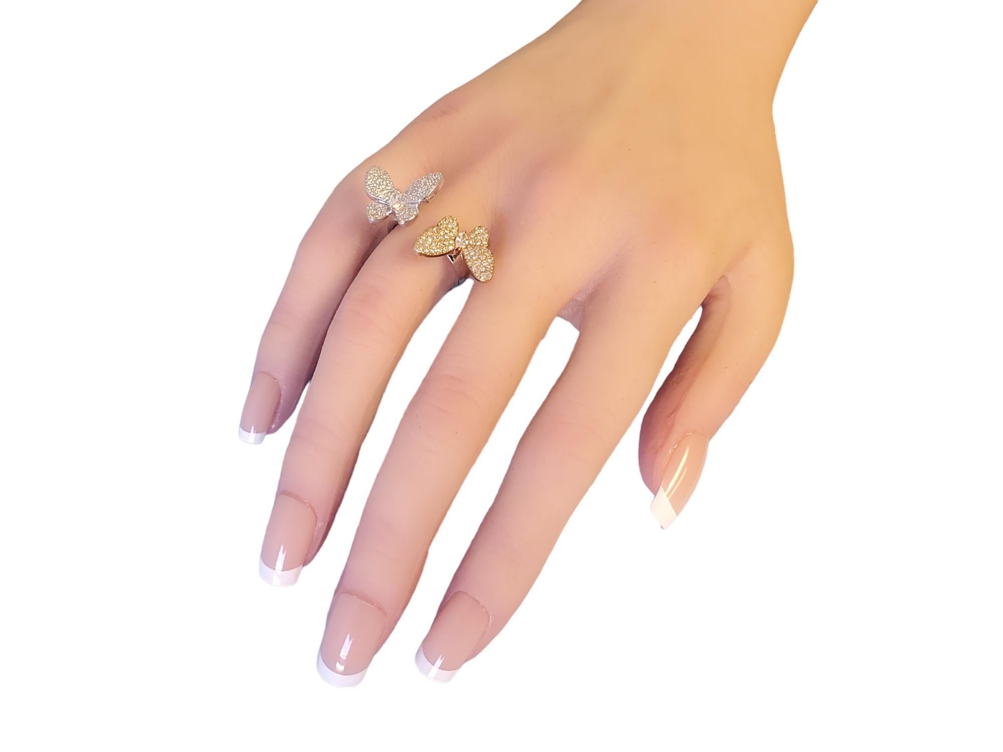 Estate Designer 18k Butterfly Diamonds Ring .74tcw VS Diamonds White & Rose Gold In Good Condition For Sale In Overland Park, KS