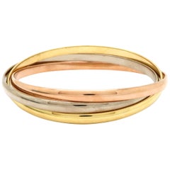 Estate Designer Cartier 18 Karat 3-Tone Gold Trinity Bangle Bracelets Estate Designer Cartier 18 Karat 3-Tone Gold Trinity Bangle Bracelets