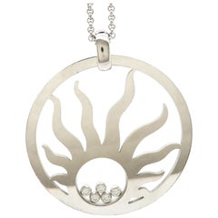 Estate Designer Chopard Happy Diamond Sun Collier en or blanc 18 carats