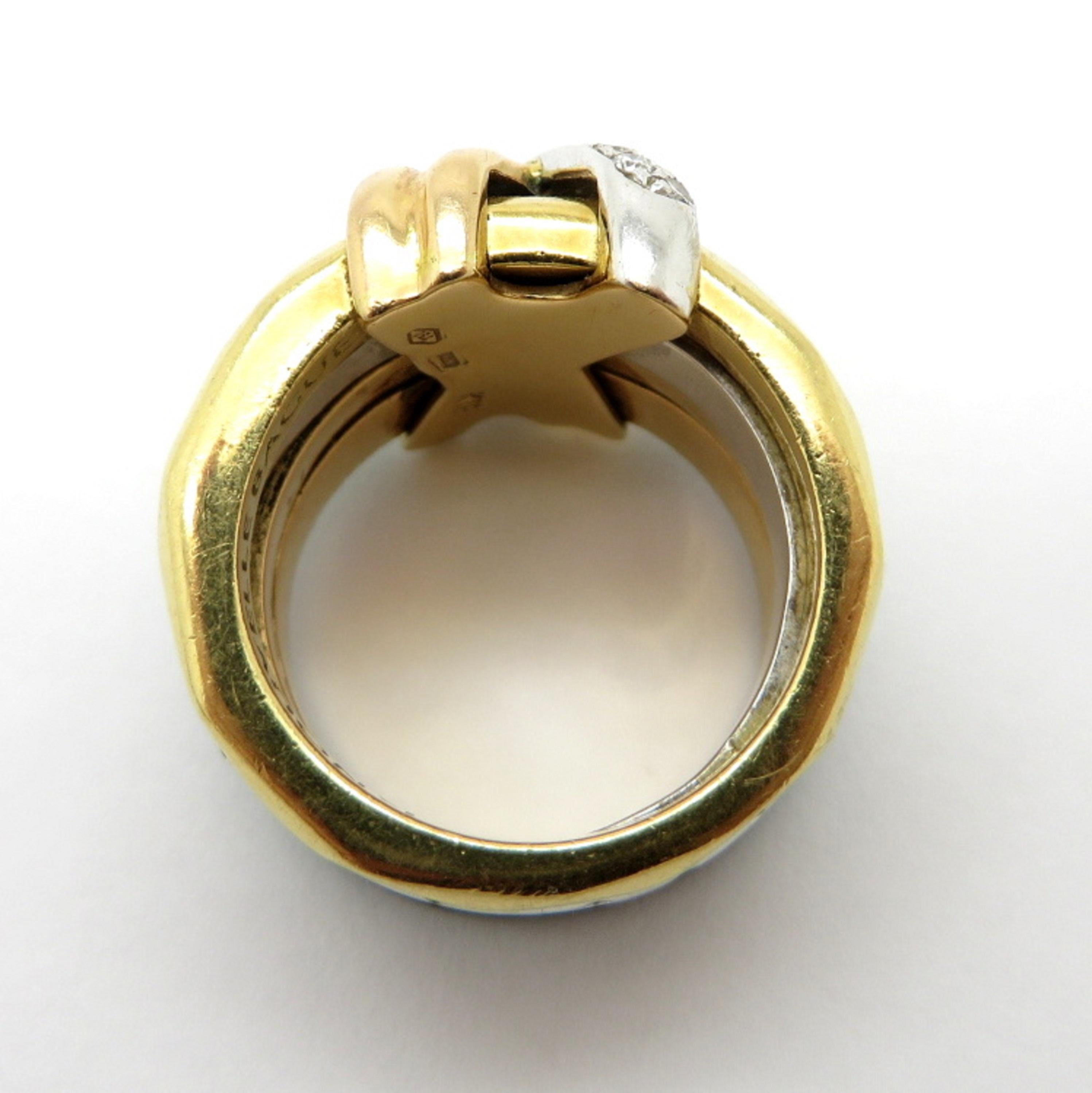 Women's Estate Designer La Nouvelle Bague 4-Row Tri Color Band Ring Set 18 Karat Gold