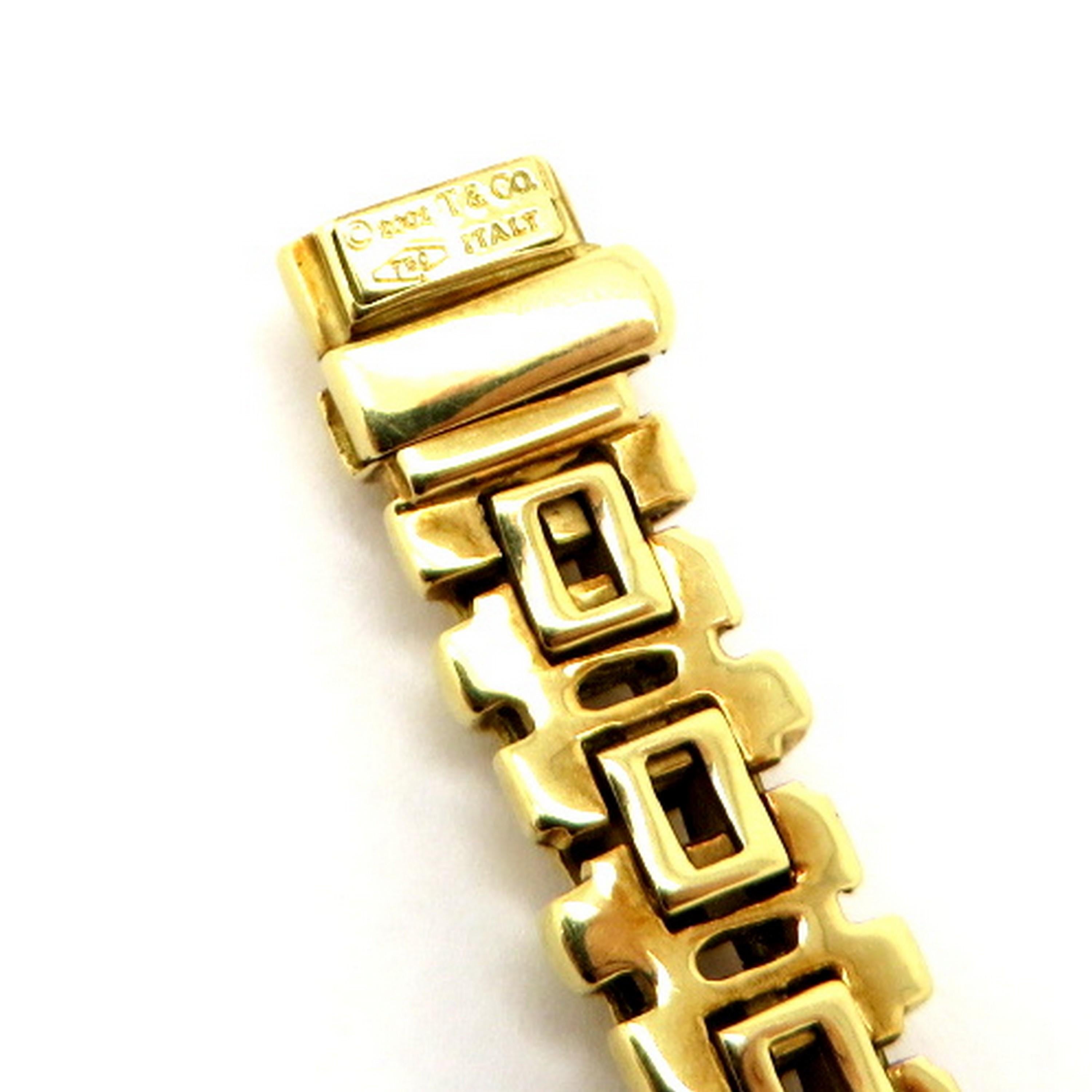 Estate Designer Tiffany & Co. 18 Karat Gold Open Basket Weave Italian Bracelet In Excellent Condition In Scottsdale, AZ