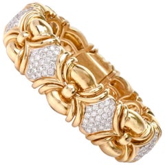 Estate Diamond 18 Karat Gold Italian Link Bracelet