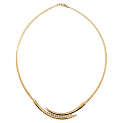 Estate Diamond and 14k Yellow Gold Omega Chain Necklace