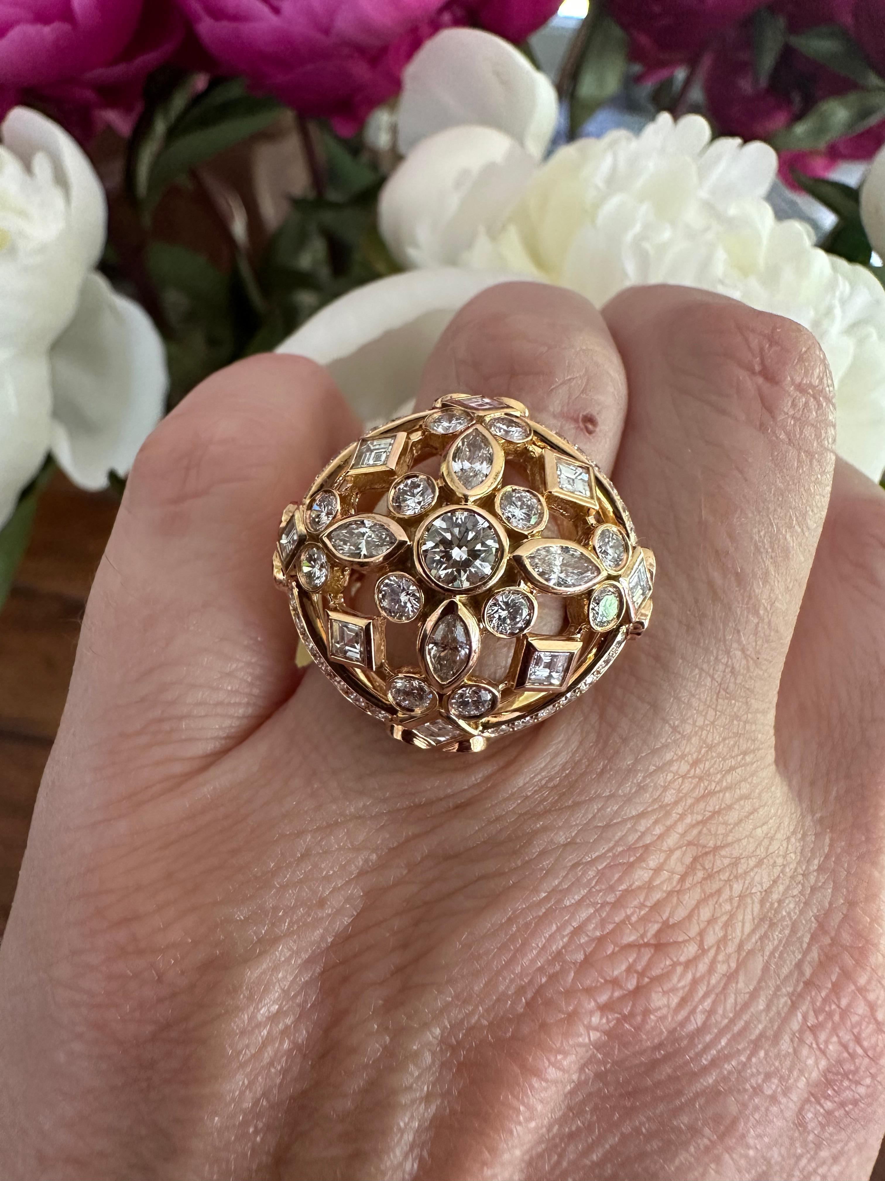 Women's Estate Diamond and 18K Rose Gold Dome Cocktail Ring  For Sale