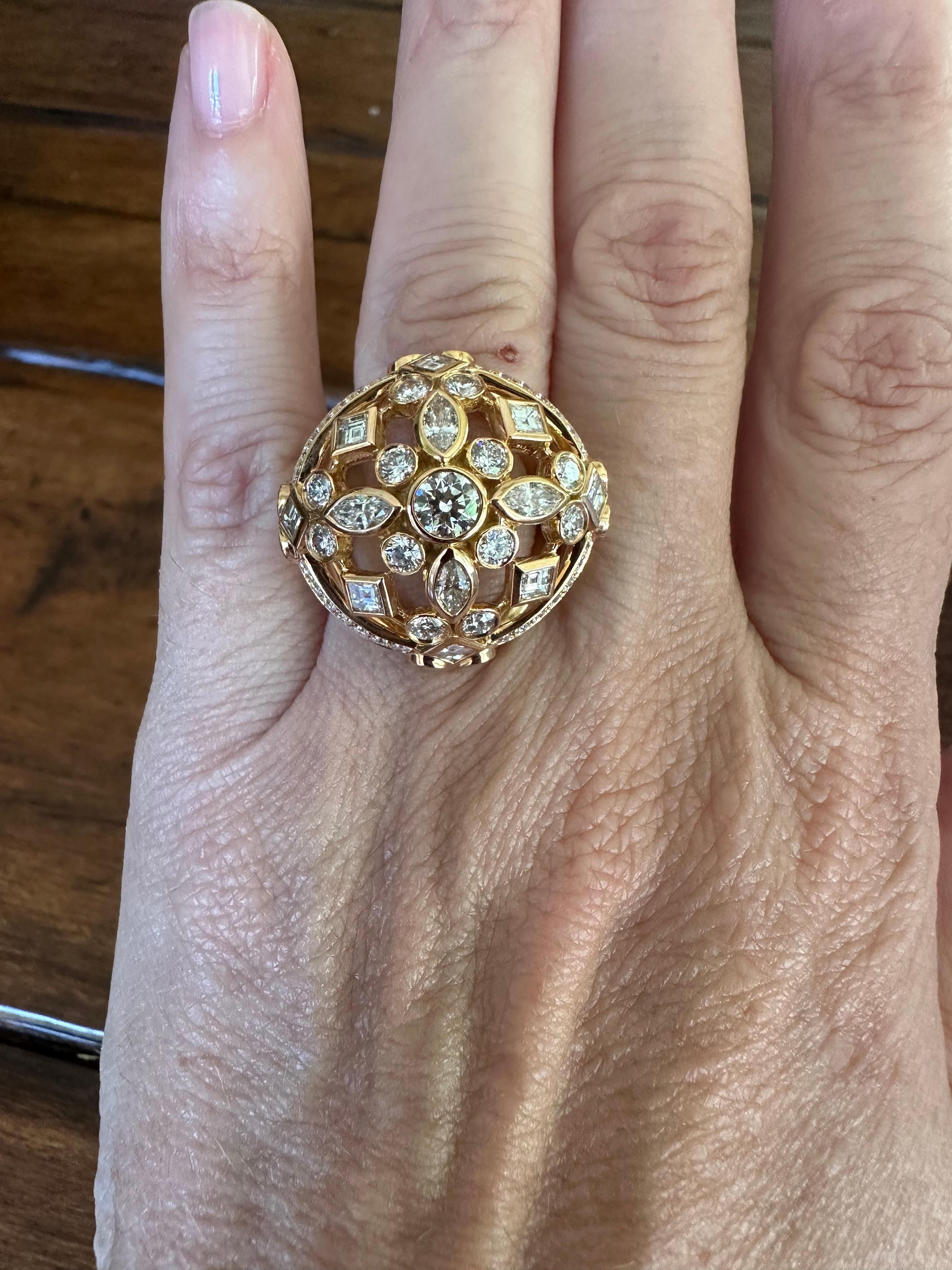 Estate Diamond and 18K Rose Gold Dome Cocktail Ring  For Sale 1