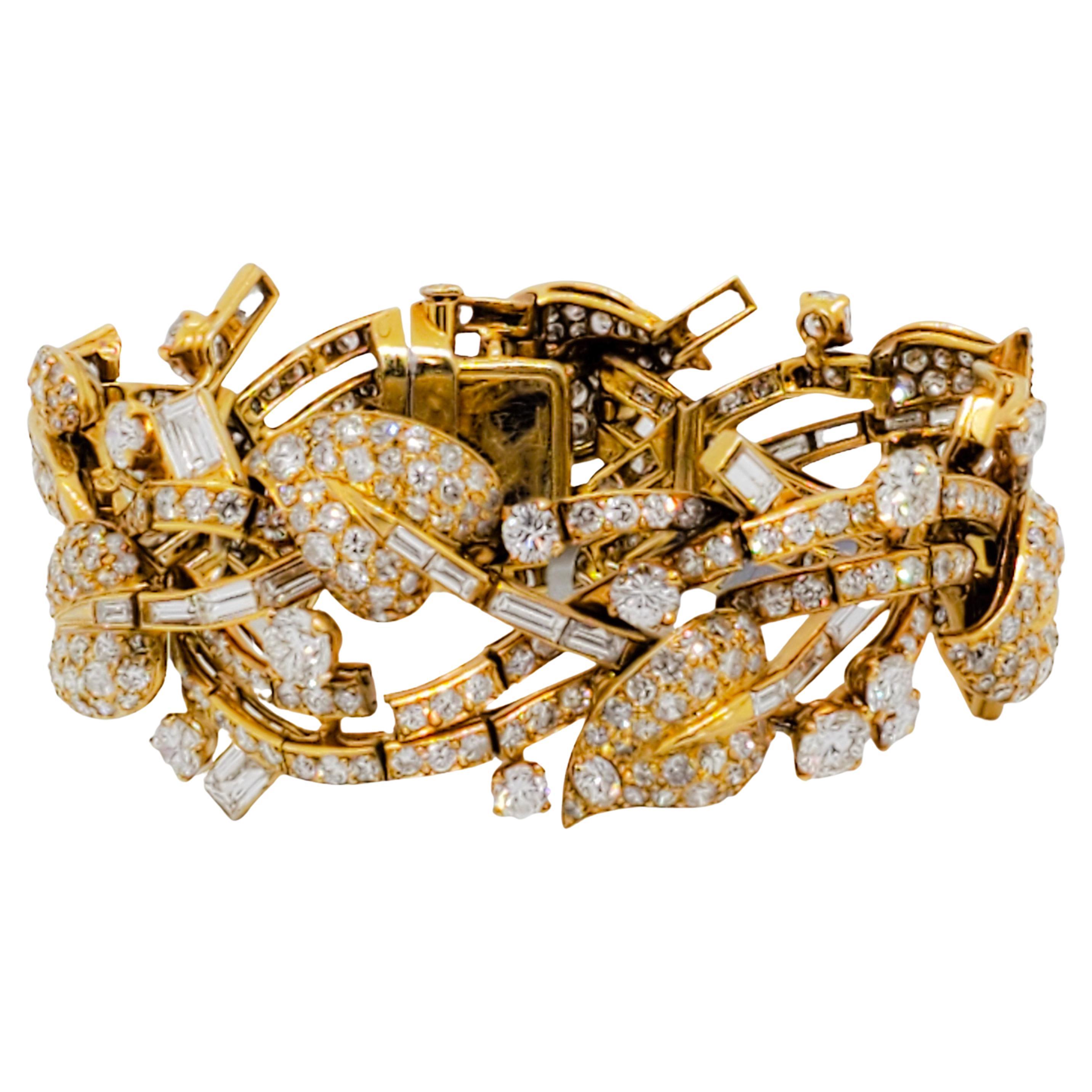 Estate Diamond and 18k Yellow Gold Cuff Bracelet
