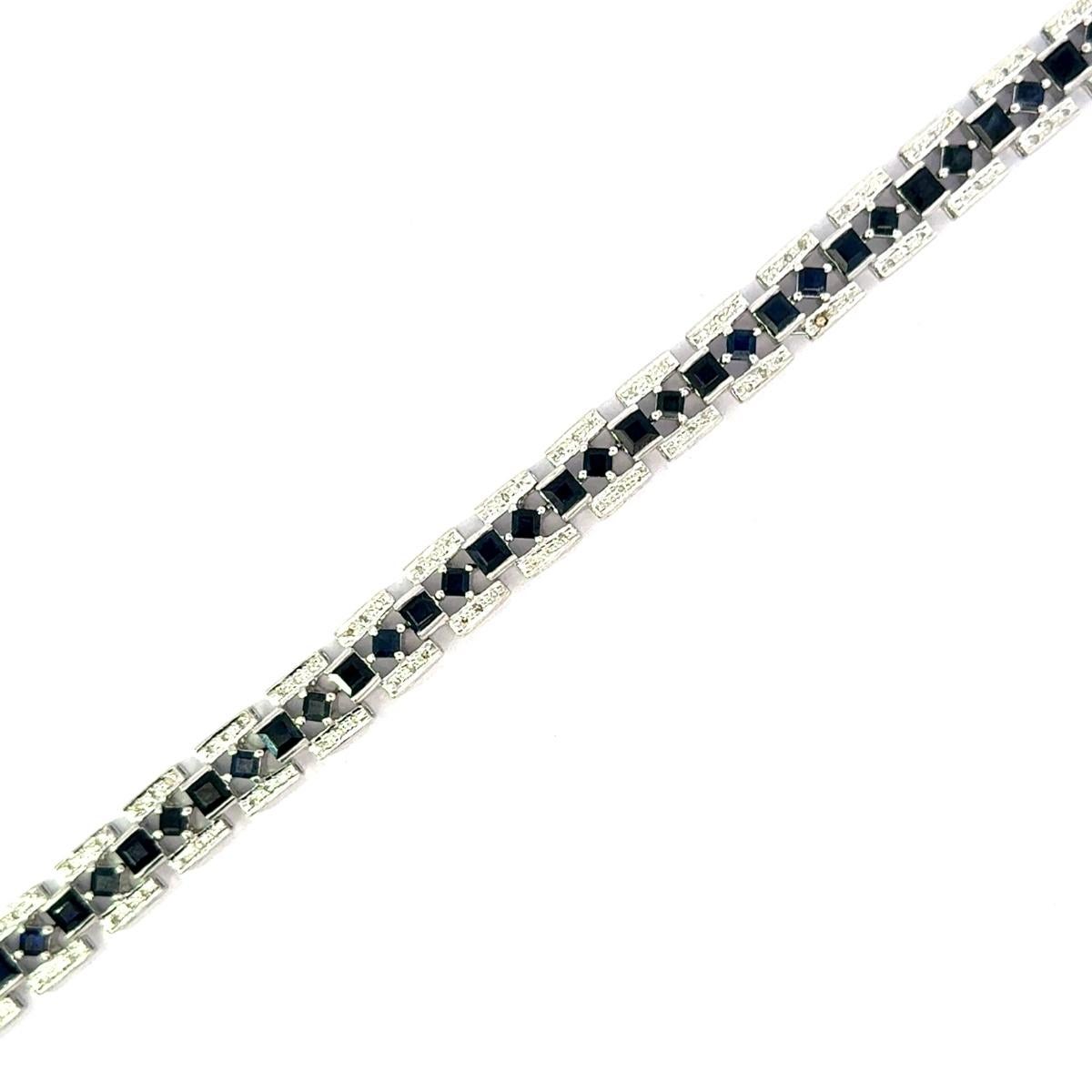 Real Diamond and Blue Sapphire Tennis Bracelet for Engagement Gift in 925 Silver In New Condition For Sale In New York, NY