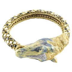 Nachlass Diamant- und Emaille-Pferdekopf-Gliederarmband