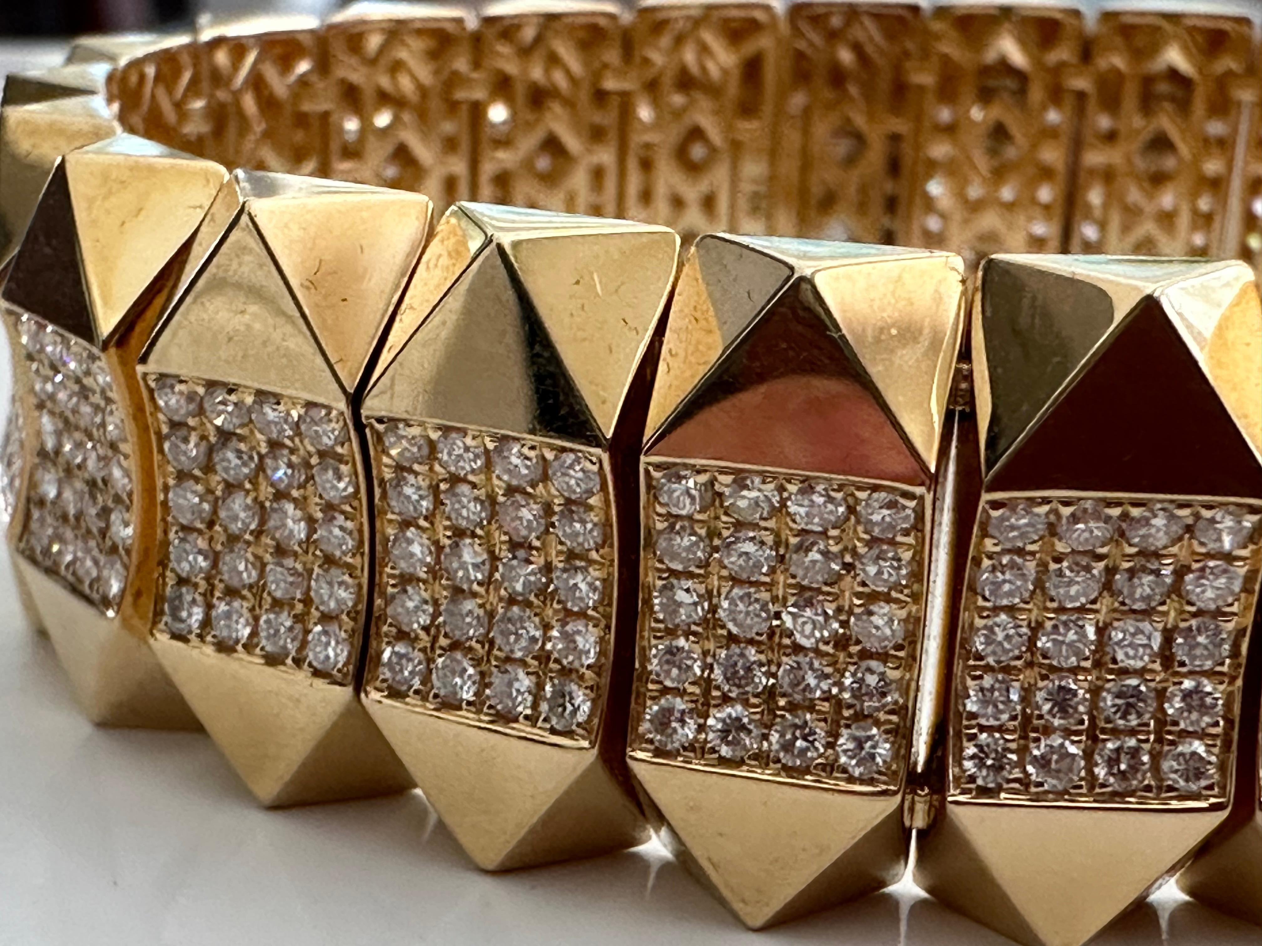 Women's or Men's Estate Diamond and Gold Link Bracelet For Sale