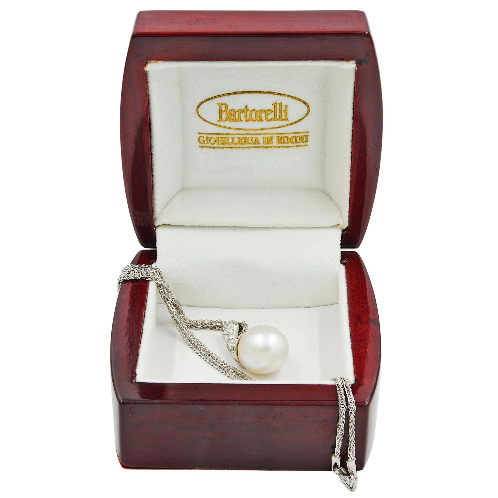 Estate Diamant und Perlen Halskette 18K Weigold (Moderne) im Angebot