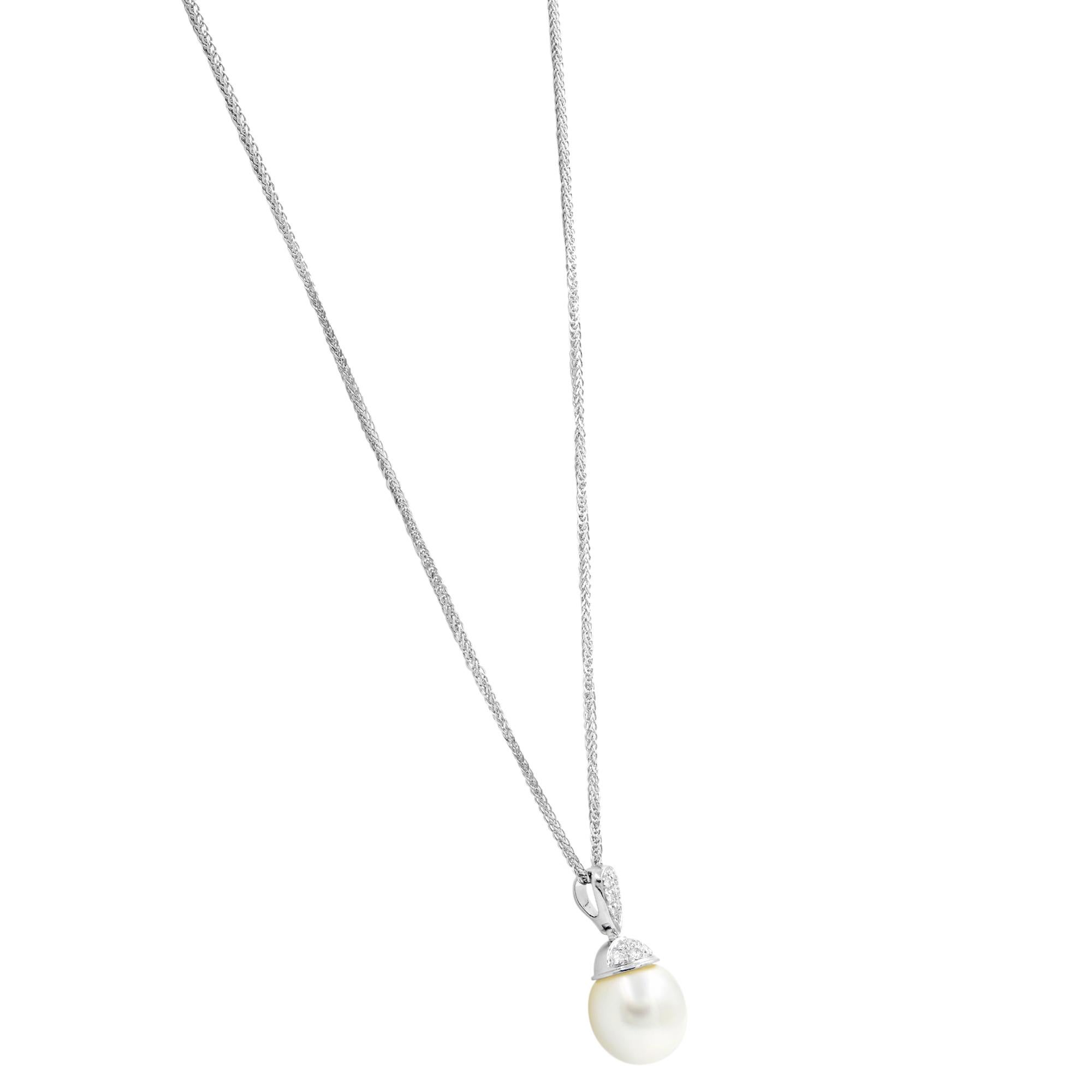 Estate Diamant und Perlen Halskette 18K Weigold im Zustand „Hervorragend“ im Angebot in New York, NY