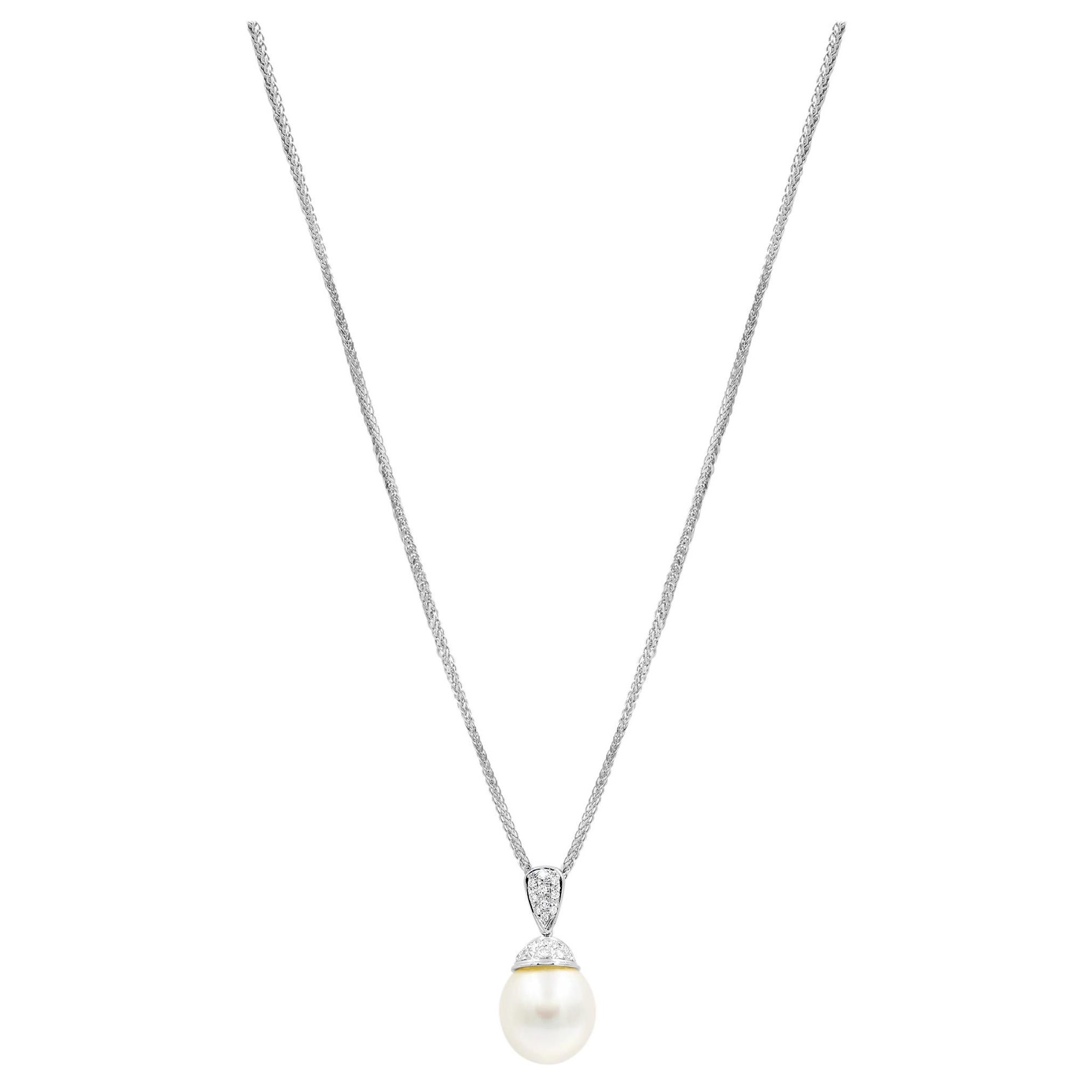 Collana di diamanti e perle Estate in oro bianco 18 carati