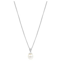 Nachlass Diamant- und Perlenkette aus 18 Karat Weißgold