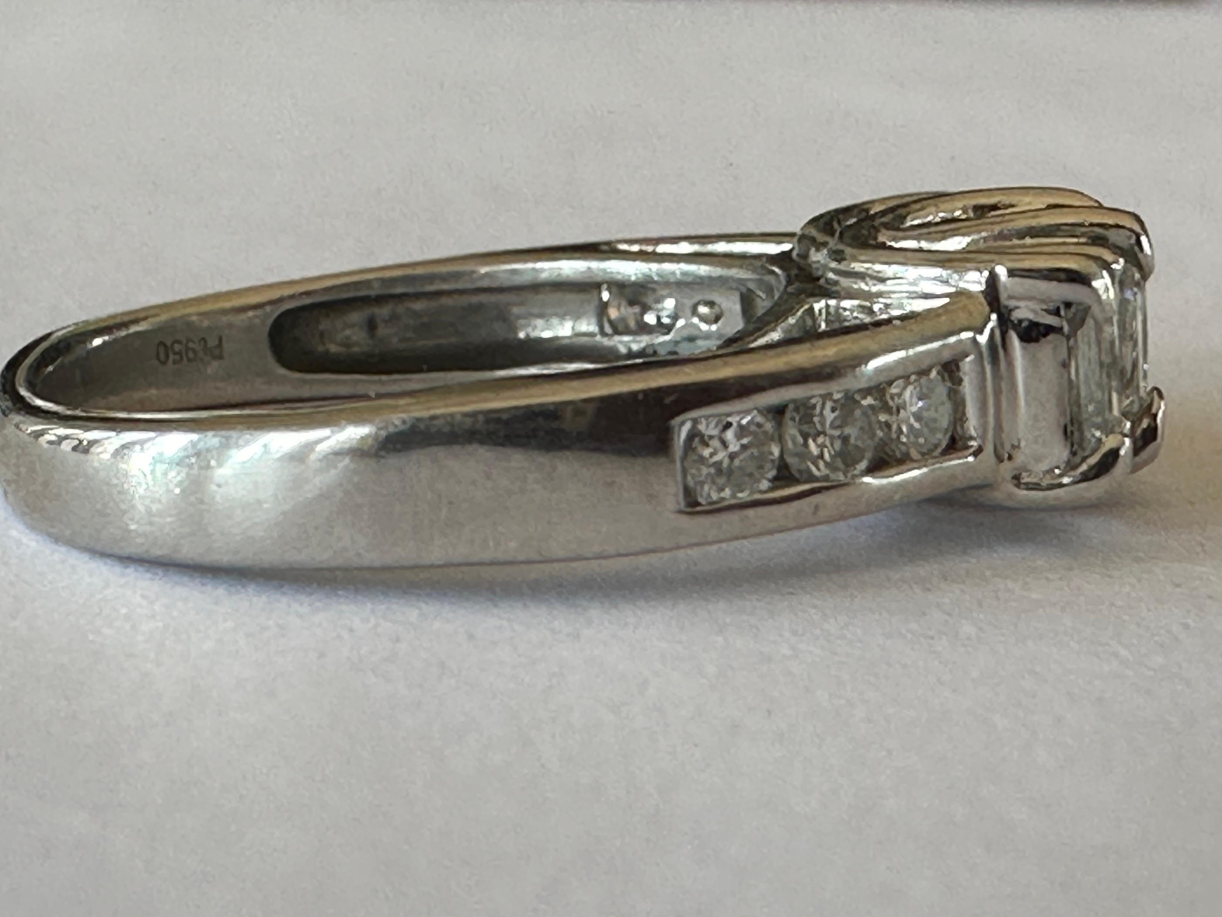 Princess Cut Estate Diamond and Platinum Engagement Ring  For Sale